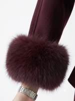 Luxury cashmere coat with fox fur collar