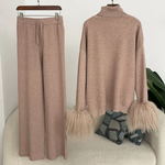 Comfortable_jumpsuit and wide-leg pants set with a high neck