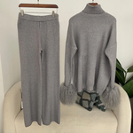 Comfortable_jumpsuit and wide-leg pants set with a high neck