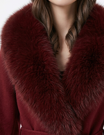 Winter cashmere long coat with real fox fur
