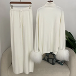 Comfortable_jumpsuit and wide-leg pants set with a high neck
