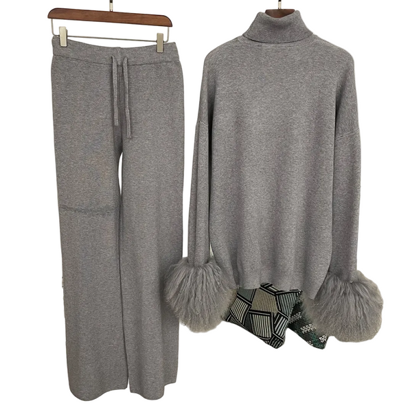Comfortable_jumpsuit and wide-leg pants set with a high neck