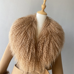 Women's Luxury Winter Pure Wool Double-Faced Coat with Real Mongolian Fur Collar