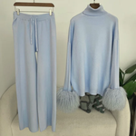 Comfortable_jumpsuit and wide-leg pants set with a high neck