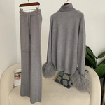 Comfortable_jumpsuit and wide-leg pants set with a high neck