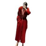 Winter cashmere long coat with real fox fur