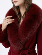 Winter cashmere long coat with real fox fur