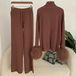 Comfortable_jumpsuit and wide-leg pants set with a high neck