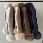 Cropped Wool Moto Jacket with Plush Fux Fur Trim