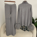 Comfortable_jumpsuit and wide-leg pants set with a high neck