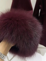 Luxury cashmere coat with fox fur collar