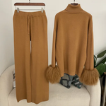 Comfortable_jumpsuit and wide-leg pants set with a high neck