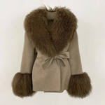 Super luxurious puffy coats with a Mongolian fur collar