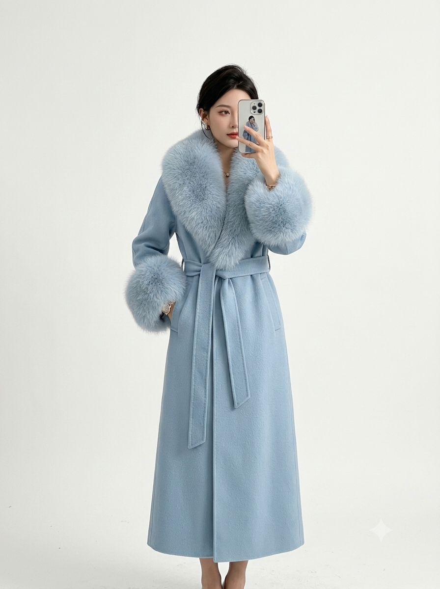 Pure Wool Long Sleeve Winter Coat