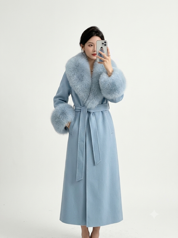 Pure Wool Long Sleeve Winter Coat