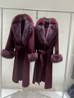 Luxury cashmere coat with fox fur collar