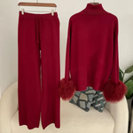 Comfortable_jumpsuit and wide-leg pants set with a high neck