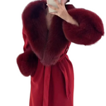 Winter cashmere long coat with real fox fur