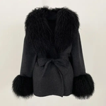 Super luxurious puffy coats with a Mongolian fur collar